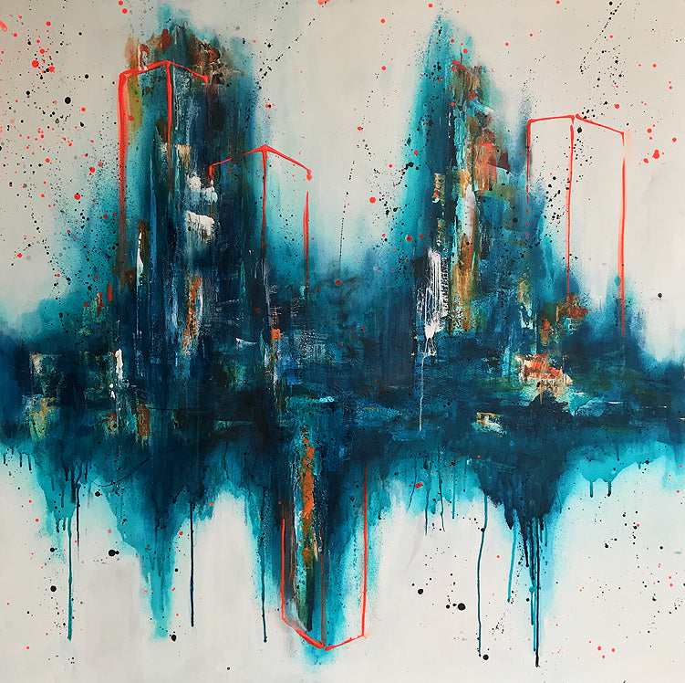 Behind the city 120x120 cm
